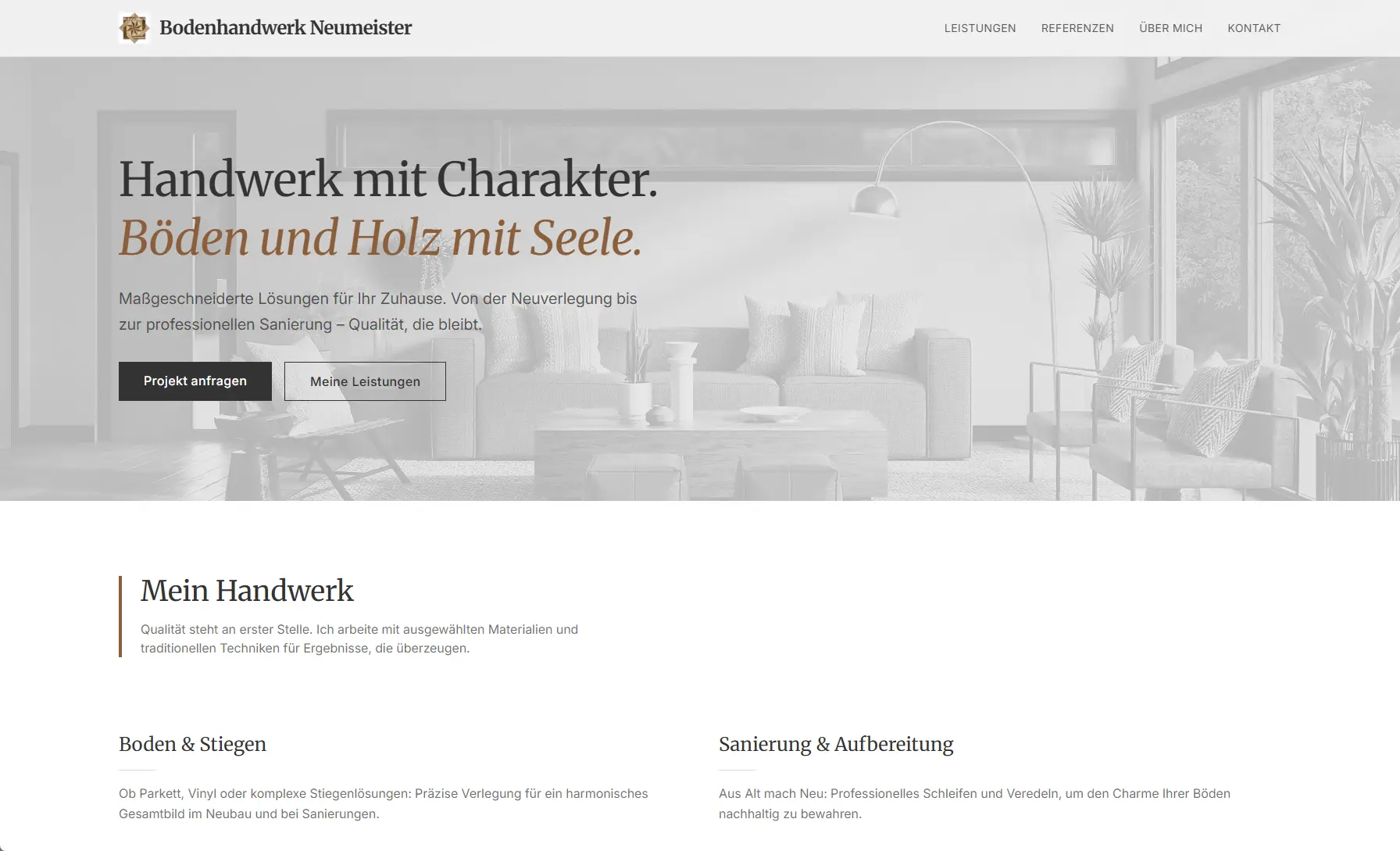 Screenshot der Website von Bodenhandwerk Neumeister