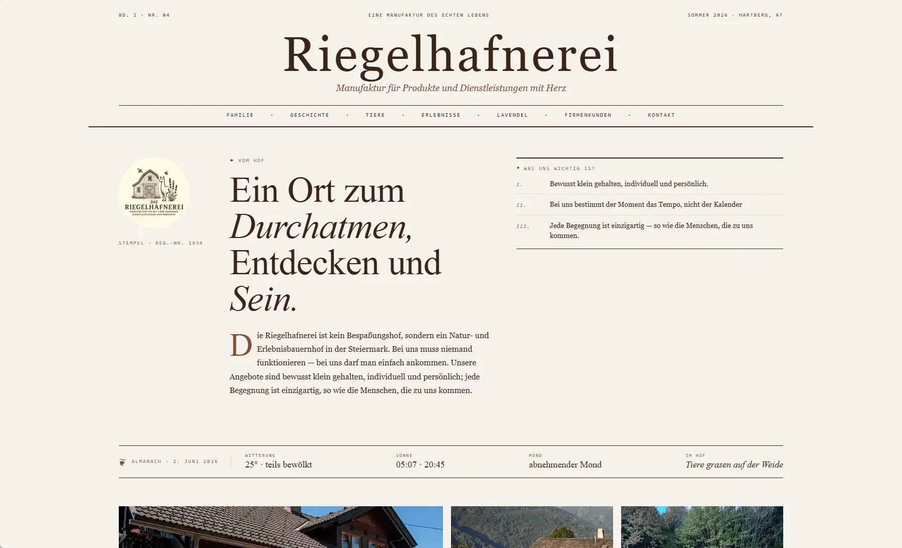 Screenshot der Website von Die Riegelhafnerei