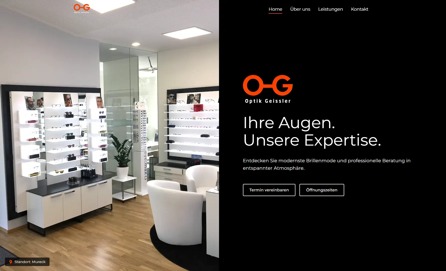 Screenshot der Website von Optik Geissler